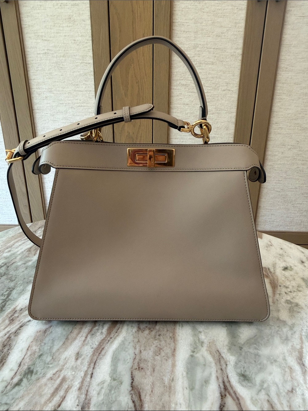 FENDI Peekaboo Medium Leather Bag in Gray